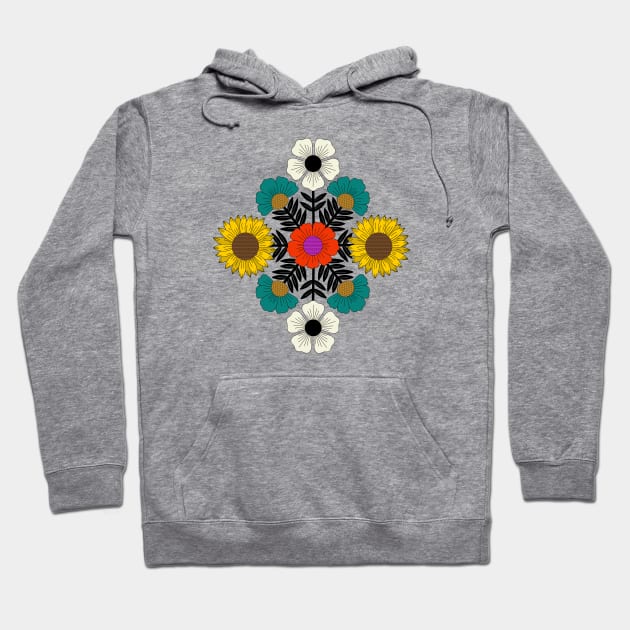 Colorful floral design with sunflowers Hoodie by Jennifer Ladd